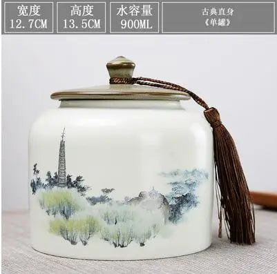 Large Capacity Ceramic Tea Caddy, Travel Portable Sealed Pot, Candy Coffee Storage, Spice Container, Tea Boxes, Storage Tank