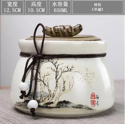 Large Capacity Ceramic Tea Caddy, Travel Portable Sealed Pot, Candy Coffee Storage, Spice Container, Tea Boxes, Storage Tank