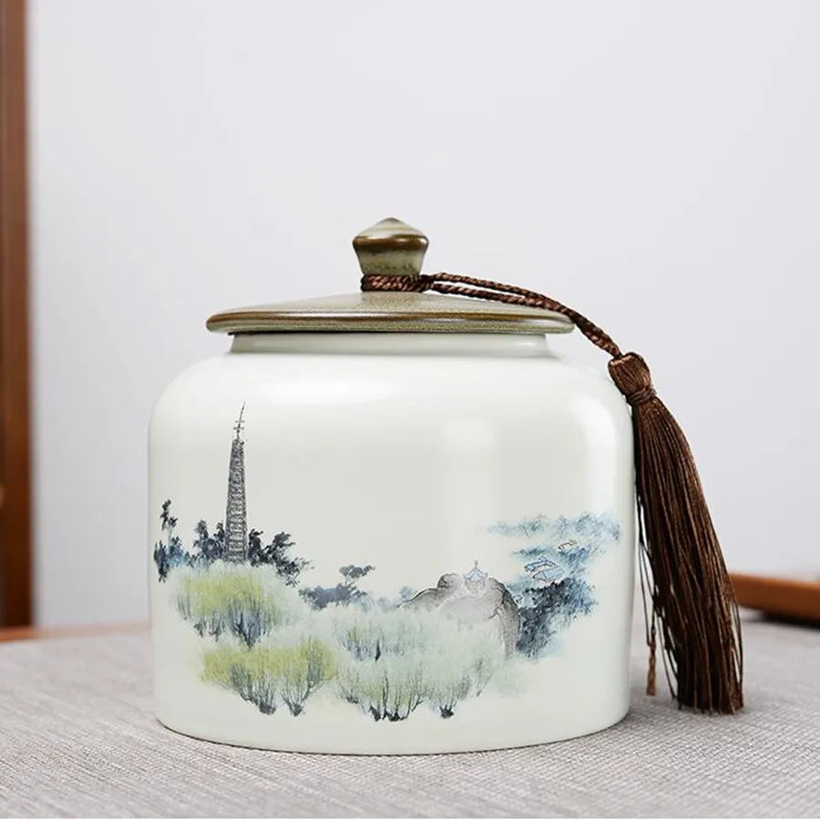 Large Capacity Ceramic Tea Caddy, Travel Portable Sealed Pot, Candy Coffee Storage, Spice Container, Tea Boxes, Storage Tank