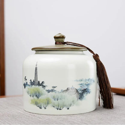 Large Capacity Ceramic Tea Caddy, Travel Portable Sealed Pot, Candy Coffee Storage, Spice Container, Tea Boxes, Storage Tank