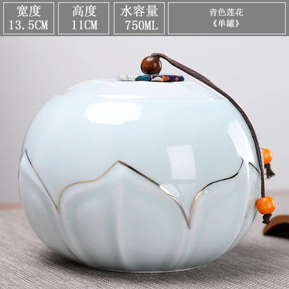 Large Capacity Ceramic Tea Caddy, Travel Portable Sealed Pot, Candy Coffee Storage, Spice Container, Tea Boxes, Storage Tank