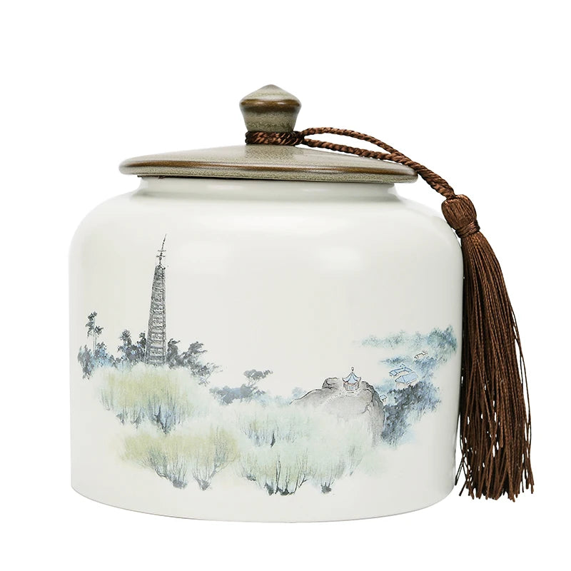 Large Capacity Ceramic Tea Caddy, Travel Portable Sealed Pot, Candy Coffee Storage, Spice Container, Tea Boxes, Storage Tank
