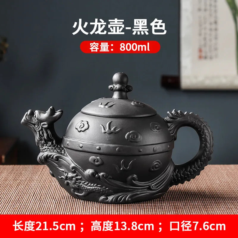 Large Capacity Clay Teapot Zhu Ni Fire Dragon Pot Handmade Household Tea Kettle Single Pot Chinese Kungfu Tea Set