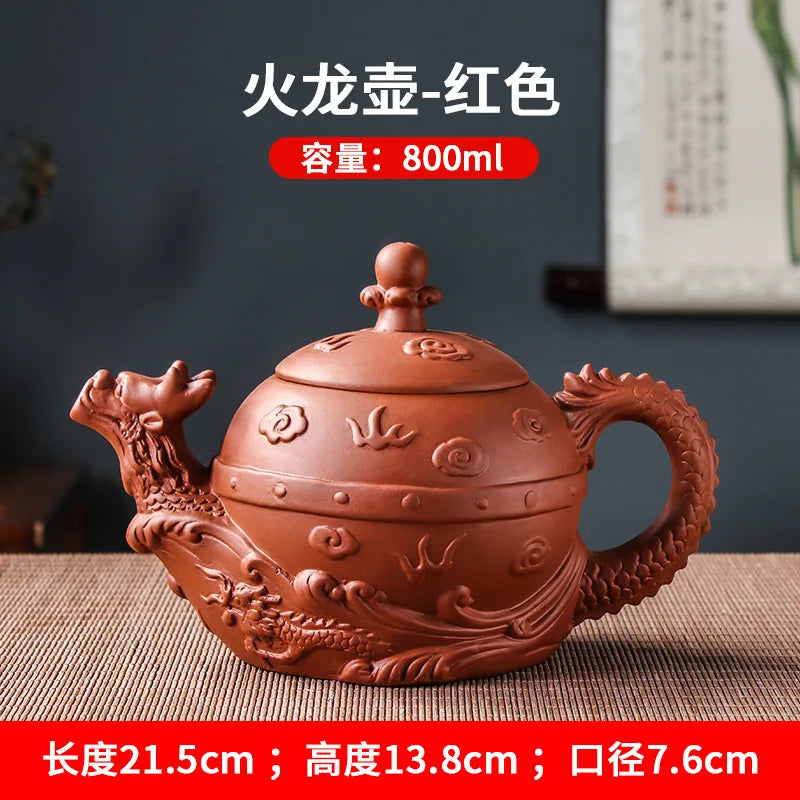 Large Capacity Clay Teapot Zhu Ni Fire Dragon Pot Handmade Household Tea Kettle Single Pot Chinese Kungfu Tea Set