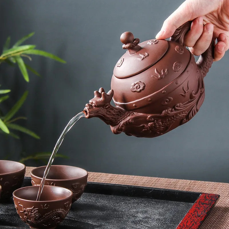 Large Capacity Clay Teapot Zhu Ni Fire Dragon Pot Handmade Household Tea Kettle Single Pot Chinese Kungfu Tea Set
