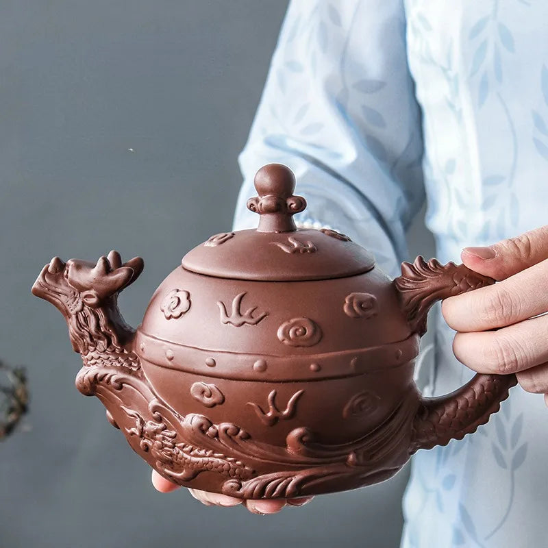 Large Capacity Clay Teapot Zhu Ni Fire Dragon Pot Handmade Household Tea Kettle Single Pot Chinese Kungfu Tea Set