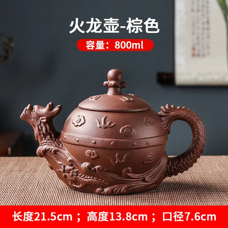 Large Capacity Clay Teapot Zhu Ni Fire Dragon Pot Handmade Household Tea Kettle Single Pot Chinese Kungfu Tea Set