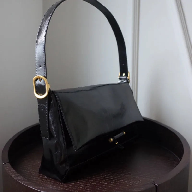 Large Capacity Commuter Genuine Leather Underarm Bag Korean Chic Niche Designer Women Totes Shoulder Bag All-match Bolsos Mujer