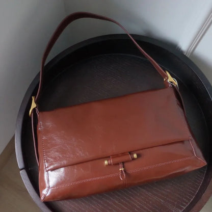 Large Capacity Commuter Genuine Leather Underarm Bag Korean Chic Niche Designer Women Totes Shoulder Bag All-match Bolsos Mujer