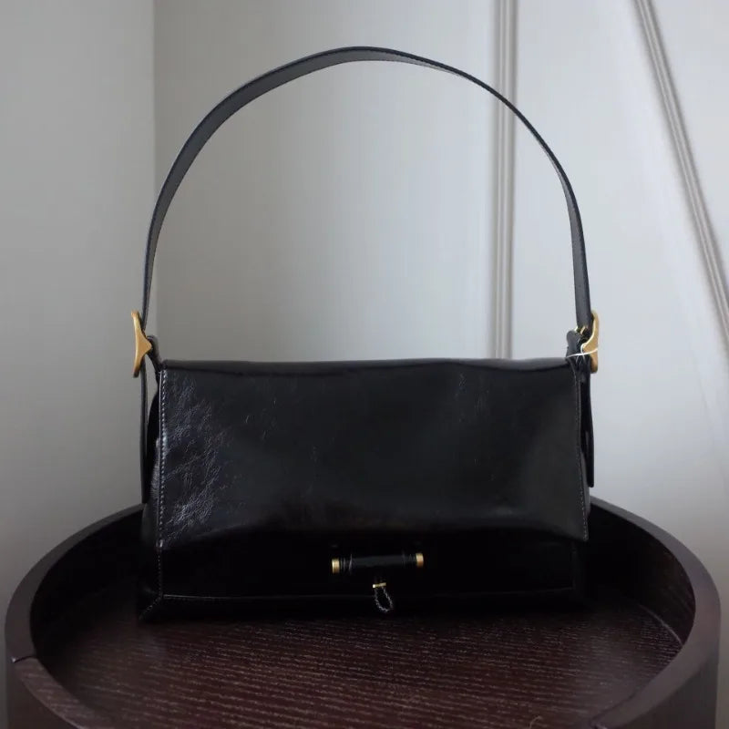 Large Capacity Commuter Genuine Leather Underarm Bag Korean Chic Niche Designer Women Totes Shoulder Bag All-match Bolsos Mujer
