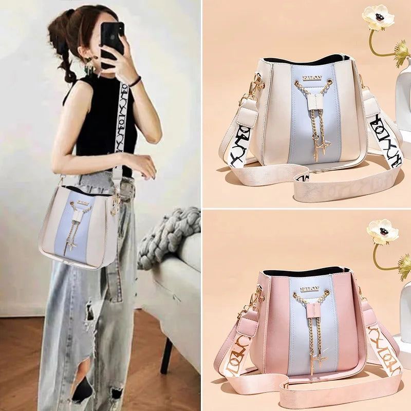 Large Capacity Commuter Leisure Women's Handbags Summer Fashion Small Fresh Shoulder Ladies Crossbody Cute Bucket Bag