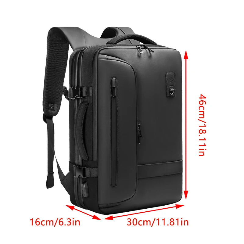 Large Capacity Expandable Airbag Backpack for Men 15.6 Inch Waterproof Laptop Business Bag Vacuum Storage Travel Black Backpacks