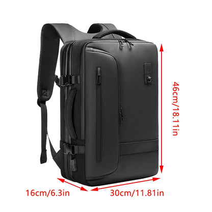 Large Capacity Expandable Airbag Backpack for Men 15.6 Inch Waterproof Laptop Business Bag Vacuum Storage Travel Black Backpacks