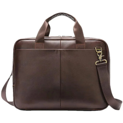 Large Capacity Genuine Briefcase Men Horizontal Laptop Cow Leather Handbag Male Business Shoulder Bag