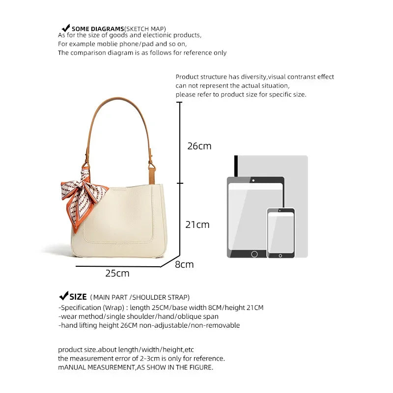 Large Capacity Genuine Leather Armpit Shoulder Bag Niche Retro Handbag First Layer Cowhide Tote Bag Purse  Designer Bags Luxury