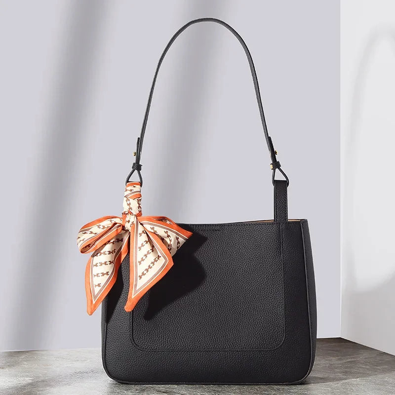 Large Capacity Genuine Leather Armpit Shoulder Bag Niche Retro Handbag First Layer Cowhide Tote Bag Purse  Designer Bags Luxury
