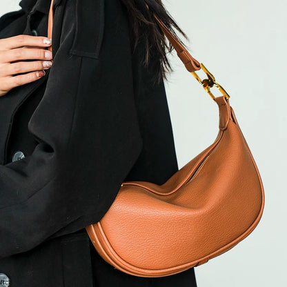 Large Capacity Genuine Leather Shoulder Crossbody Bag for Women Fashion Solid Color Cow Genuine Women Handbag Luxury Ladies Tote