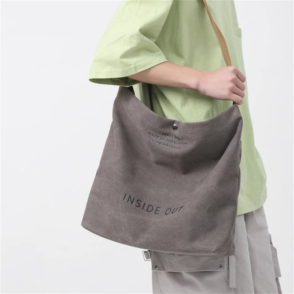Large Capacity Handbags for Women Female Canvas Shoulder Bag Fashion Letters Inside Out Made of 100% Cotton Shopping Beach Bag