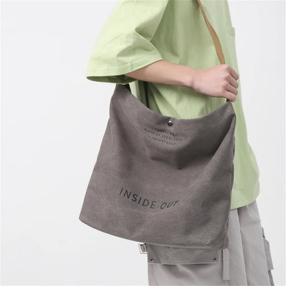 Large Capacity Handbags for Women Female Canvas Shoulder Bag Fashion Letters Inside Out Made of 100% Cotton Shopping Beach Bag