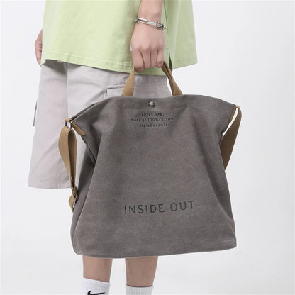 Large Capacity Handbags for Women Female Canvas Shoulder Bag Fashion Letters Inside Out Made of 100% Cotton Shopping Beach Bag
