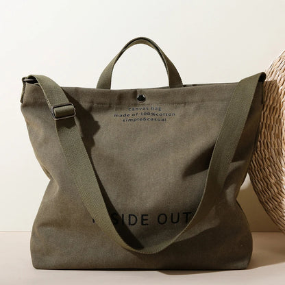 Large Capacity Handbags for Women Female Canvas Shoulder Bag Fashion Letters Inside Out Made of 100% Cotton Shopping Beach Bag