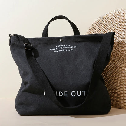 Large Capacity Handbags for Women Female Canvas Shoulder Bag Fashion Letters Inside Out Made of 100% Cotton Shopping Beach Bag