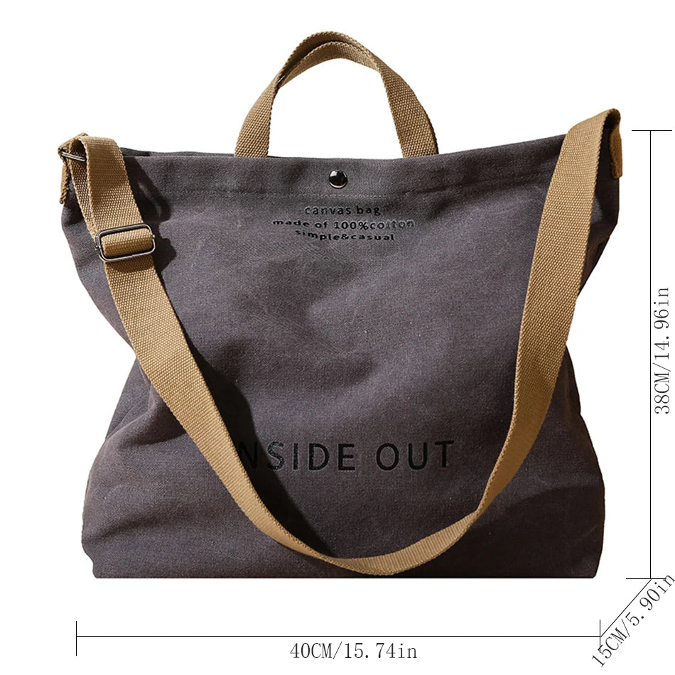 Large Capacity Handbags for Women Female Canvas Shoulder Bag Fashion Letters Inside Out Made of 100% Cotton Shopping Beach Bag