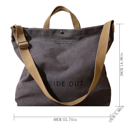 Large Capacity Handbags for Women Female Canvas Shoulder Bag Fashion Letters Inside Out Made of 100% Cotton Shopping Beach Bag