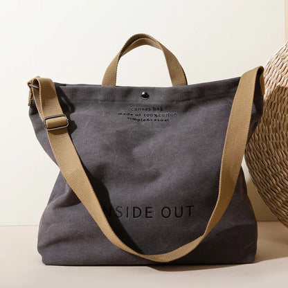Large Capacity Handbags for Women Female Canvas Shoulder Bag Fashion Letters Inside Out Made of 100% Cotton Shopping Beach Bag