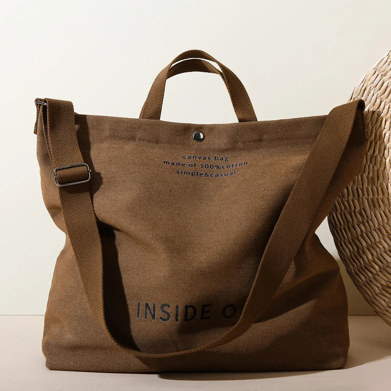 Large Capacity Handbags for Women Female Canvas Shoulder Bag Fashion Letters Inside Out Made of 100% Cotton Shopping Beach Bag