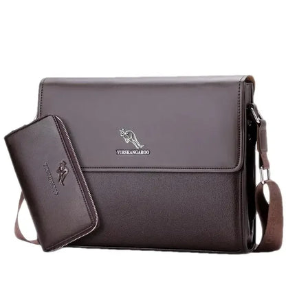 Large Capacity Horizontal Men's Shoulder Vintage Leather Man Crossbody Casual Business Messenger Bag For Male