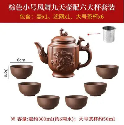 Large Capacity Kungfu Tea Set, Purple Clay Teapot, Built-in Stainless Steel Filter Teapot, Household Single Pot, Large Capacity