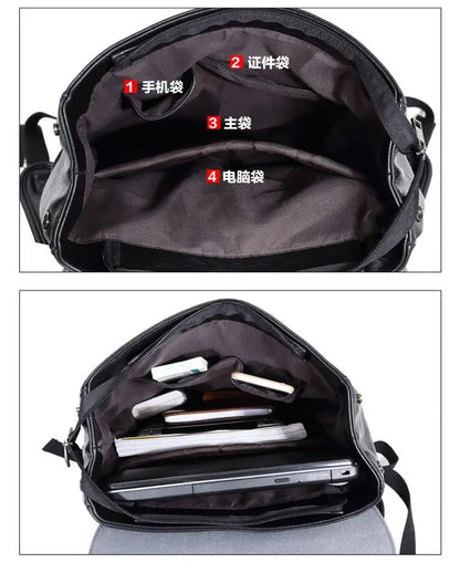 Large Capacity Leather Backpack For Travel Office Men Backpack Fashion School Bag mochila BlackBrownCoffee