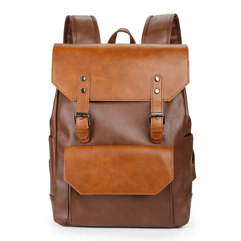 Large Capacity Leather Backpack For Travel Office Men Backpack Fashion School Bag mochila BlackBrownCoffee