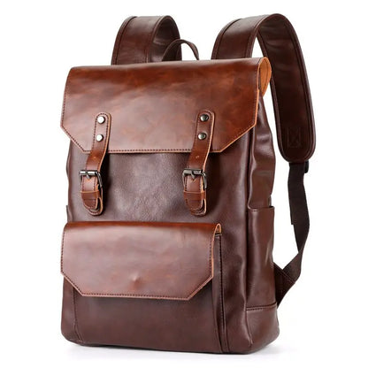 Large Capacity Leather Backpack For Travel Office Men Backpack Fashion School Bag mochila BlackBrownCoffee