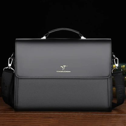 Large Capacity Leather Men's Briefcase Vintage Business Handbag Office Male Shoulder Messenger Fashion Man File Bag