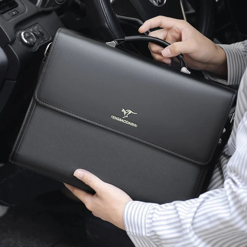 Large Capacity Leather Men's Briefcase Vintage Business Handbag Office Male Shoulder Messenger Fashion Man File Bag