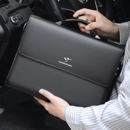 Large Capacity Leather Men's Briefcase Vintage Business Handbag Office Male Shoulder Messenger Fashion Man File Bag