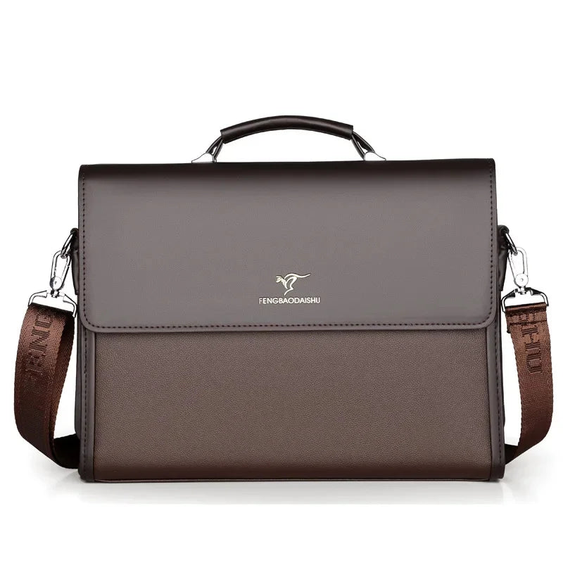 Large Capacity Leather Men's Briefcase Vintage Business Handbag Office Male Shoulder Messenger Fashion Man File Bag