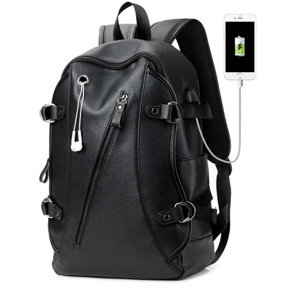 Large Capacity Leather Men's Korean Style School For Boys Waterproof Male Laptop Bag Man Travel Backpack