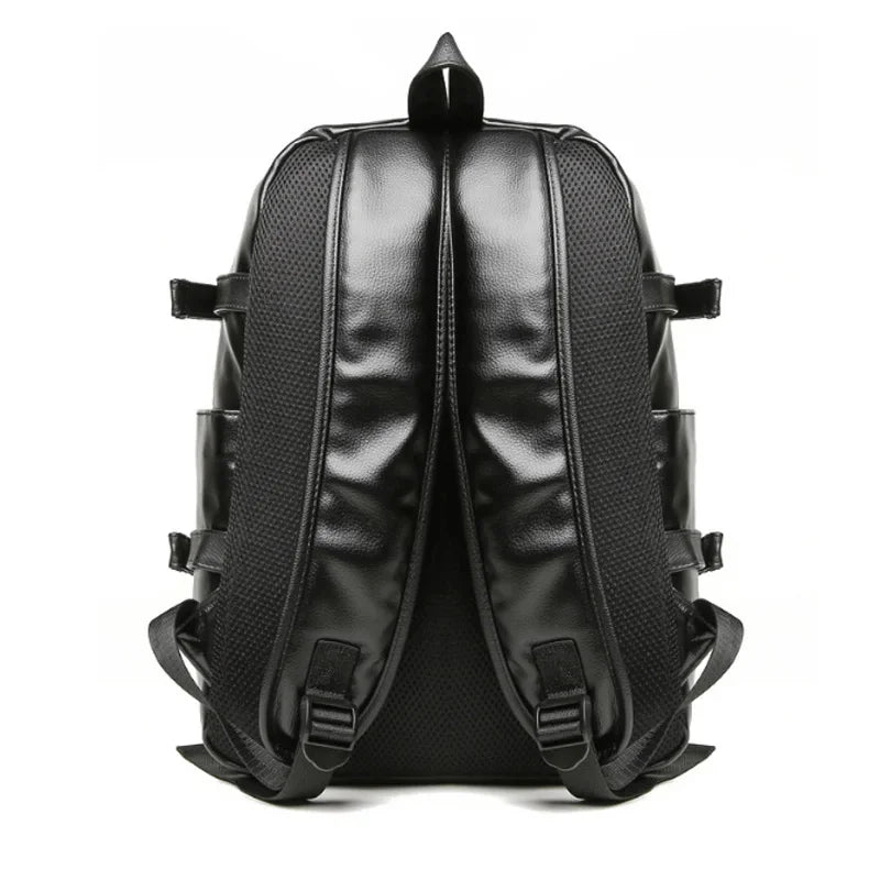 Large Capacity Leather Men's Korean Style School For Boys Waterproof Male Laptop Bag Man Travel Backpack