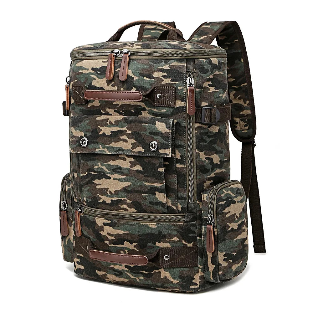 Large Capacity Leisure Sports Durable Travel Hiking Bag Camouflage Backpack Men's Backpack Vintage Canvas School Bag