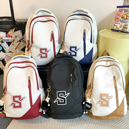 Large Capacity Letter Printing Woman Backpack 2023 New College Student Schoolbag Student Book School Bag For Teenage Girls Boys