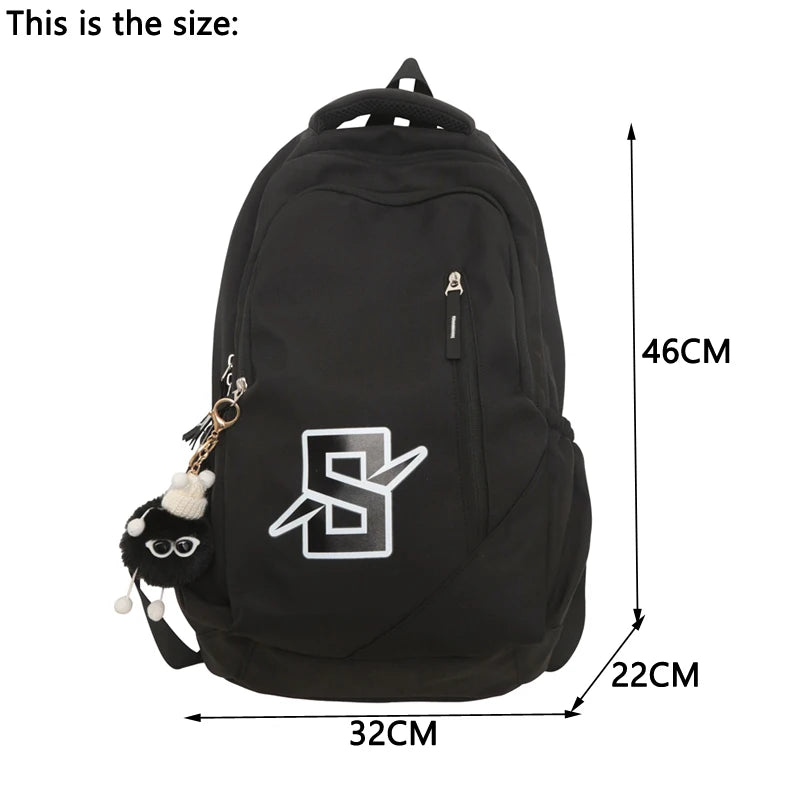 Large Capacity Letter Printing Woman Backpack 2023 New College Student Schoolbag Student Book School Bag For Teenage Girls Boys