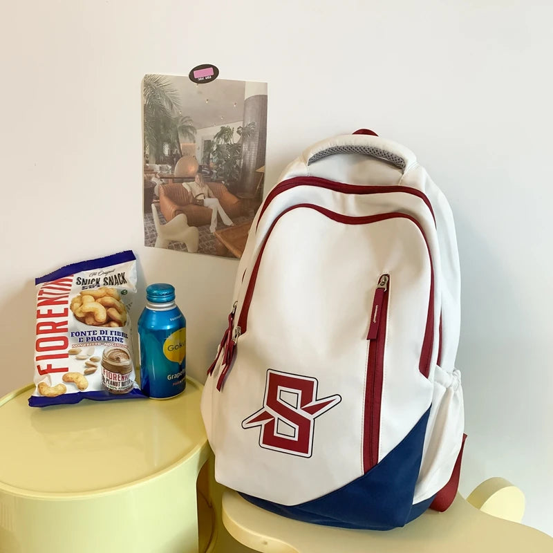 Large Capacity Letter Printing Woman Backpack 2023 New College Student Schoolbag Student Book School Bag For Teenage Girls Boys