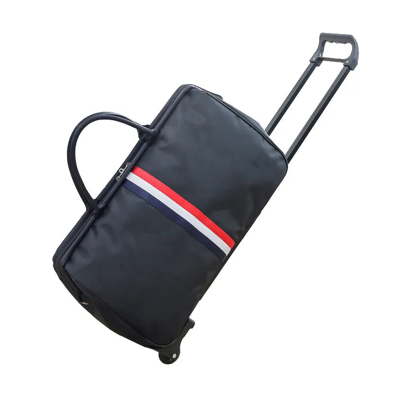 Large Capacity Luggage Trolley Bag with Wheels Travel Suitcase Foldable Duffle Cabin Women Men Hand Luggage Carry On Bags