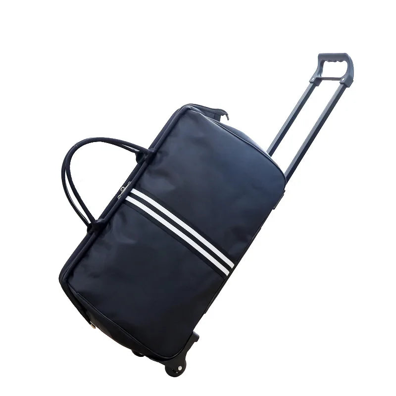 Large Capacity Luggage Trolley Bag with Wheels Travel Suitcase Foldable Duffle Cabin Women Men Hand Luggage Carry On Bags