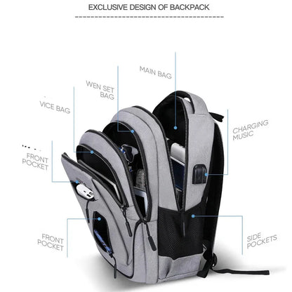 Large Capacity Men's Laptop 15.6 Inch Backpack Oxford Multifunctional School Bag Rucksack Travel Schoolbag Back Pack For Male