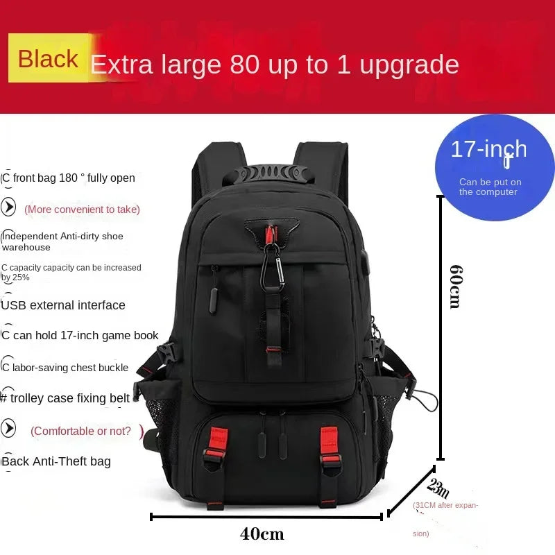 Large Capacity Men's Travel Backpack Outdoor Sports 80L Hiking Multifunction Waterproof Male Laptop Bag