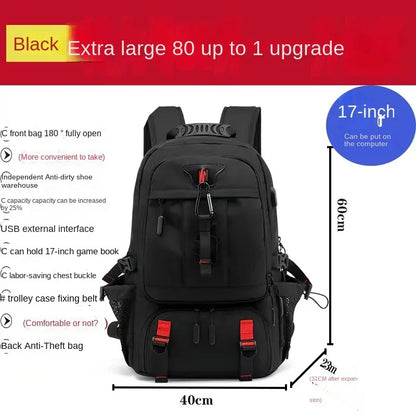 Large Capacity Men's Travel Backpack Outdoor Sports 80L Hiking Multifunction Waterproof Male Laptop Bag